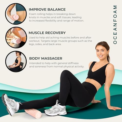 Oceanfoam Ripple Roller - Small Foam Roller for Physical Therapy (Blush)