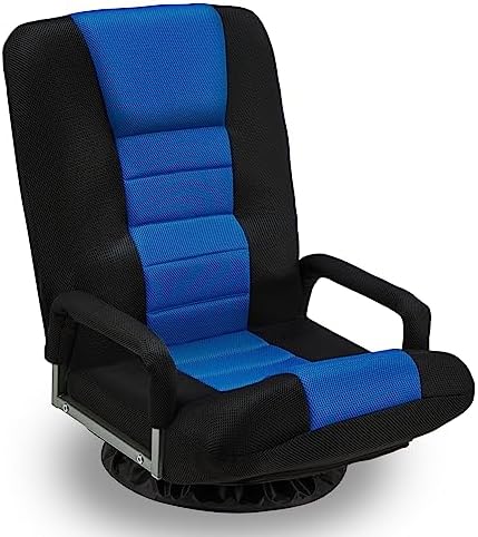 Swivel Gaming Chair Multipurpose Floor Gaming Chair for Gaming, TV, Reading w/6 Adjustable Postion Backrest, Armrest Lumbar Support & for Adults, Blue
