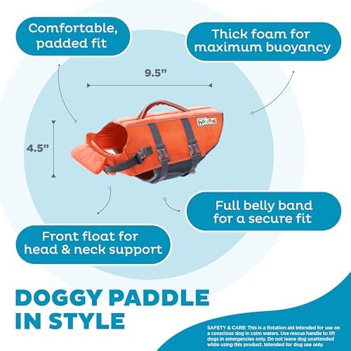 Outward Hound Granby Splash Dog Life Jacket, Life Vest, Orange, X-Small