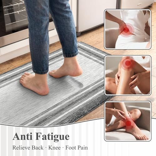 KIMODE Anti Fatigue Kitchen Mats for Floor 2 Piece, Farmhouse Kitchen Rugs