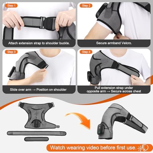 Cordless Shoulder Heating Pad with Massage, Shoulder Massager with Heat