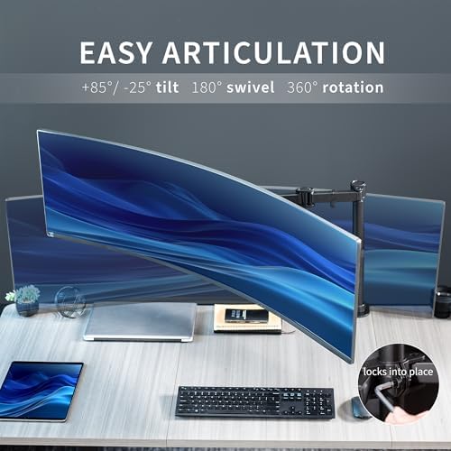 VIVO Black Single Monitor Desk Mount, Up to 49 in Ultrawides, STAND-V100M