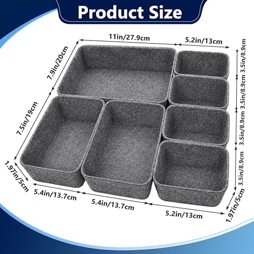 2 Sets Drawer Organizer Compatible with Alex, 14 Pcs Modular Felt Tray Storage Set, Drawer Organizers for Ikea Alex ideal for Office, Vanity, Bedroom and Dresser Drawers