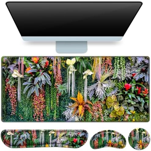 Desk Mat Floral, Large Gaming Mouse Pad with Wrist Rest 4in1 XXL