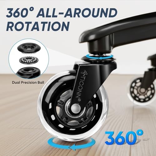 TICONN Office Chair Wheels, 3" Caster Wheels for Tile Carpets, Set of 5
