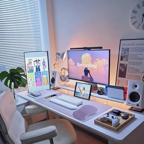 Ergonomic Mouse Pad Wrist Support with Massage Design,Classic Purple Wrist Pain Relief Mousepad with Memory Foam,Non-Slip PU Base