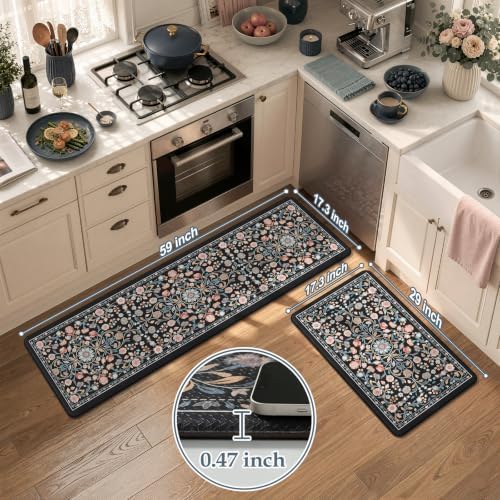 KIMODE Anti Fatigue Kitchen Floor Mats Cushioned,Kitchen Runner Rug 2 Piece