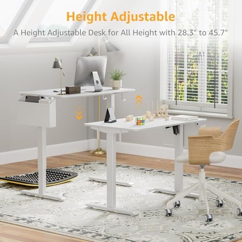 KLUVIS White Electric Sit to Stand Desk, 40 Inch