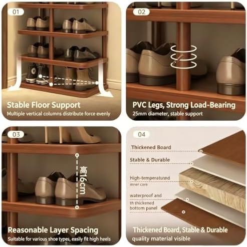 Shoe Rack with Lamp, 200 lbs Load Capacity Shoe Organizer with Coat Rack, Free Standing Shoe Shelf for Entryway, Closet, Bedroom, Dorm – Easy Assembly