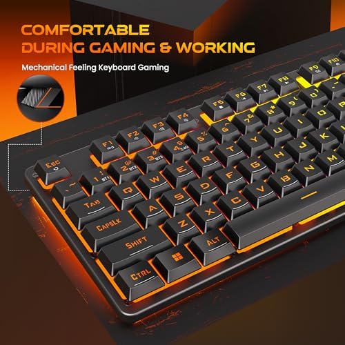 Redragon K521WL Wireless Gaming Keyboard with Knob, Tri-Mode BT/2.4G/USB-C RGB Mechanical Feeling Keyboard with Multimedia Keys, 4000mAh Battery, Anti-Ghosting, Compatible with PC - Upgrade