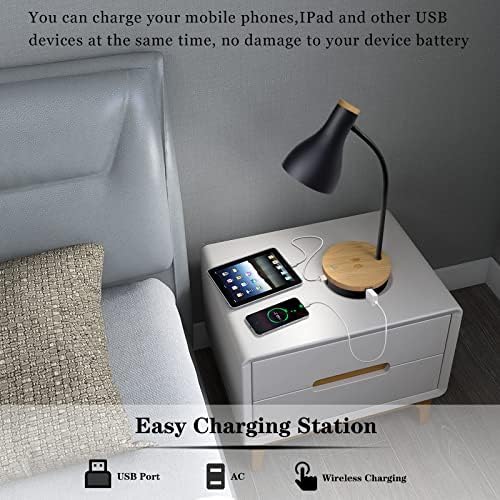 LALISU Metal Desk Lamp Wireless Charging Table Lamp Touch Reading Lights