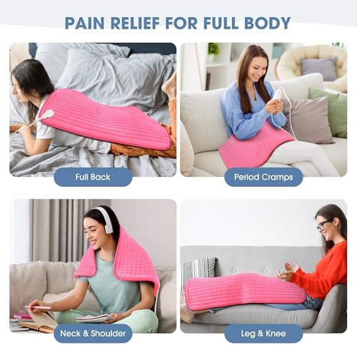 FluffyWarmth Electric Heating Pad for Back, Extra Large 17"x33", Ultra Soft