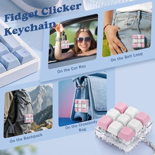 Keyboard Fidget Toy, Creamy Fidget Clicker Keyboard Fidget Keychain, Button Fidget Gifts for Adults, Boost Focus & Ease Anxiety Anywhere — Perfect Stress-Relief Gift (3×3 Grid Layout F)