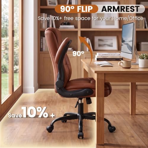 Office Desk Chair, Ergonomic Computer Chair with Flip-Up Arms