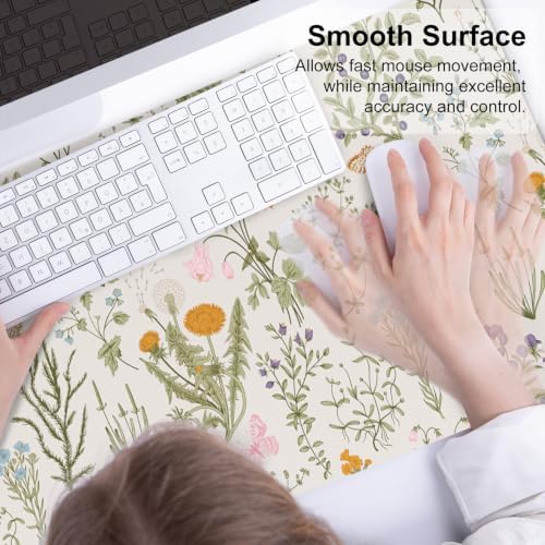 QIYI PU Leather Large Mouse Pad, Waterproof Desk Mat, 31.5" x 15.7", Herbs