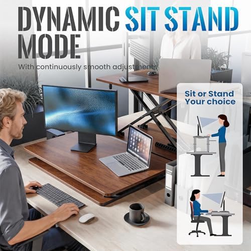 Standing Desk Converter, 25.16" x 15.75", Natural Wood