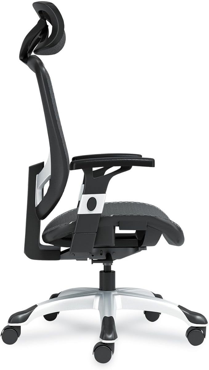 Alera Minerva Ergonomic Swivel Computer Desk Chair, Mesh Office Task Chair, Adjustable Seat, Arms, Headrest, Supports Up to 275 lb, Black