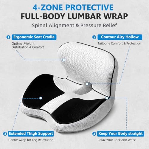 Office Chair seat Cushion, L-Shaped Ergonomic seat Cushion,Memory Foam seat Cushion can Relieve Back Pressure