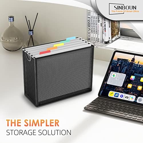 Sinboun Hanging File Organizer Includes 5 Hanging Folders for Office, Black