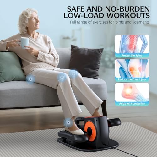 Under Desk Elliptical Machine, Electric Ellipse Leg Exerciser While Sitting for Seniors, Quiet Portable Elliptical Machine with 12 Adjustable Speeds, Seated Pedal Exerciser with Remote Control