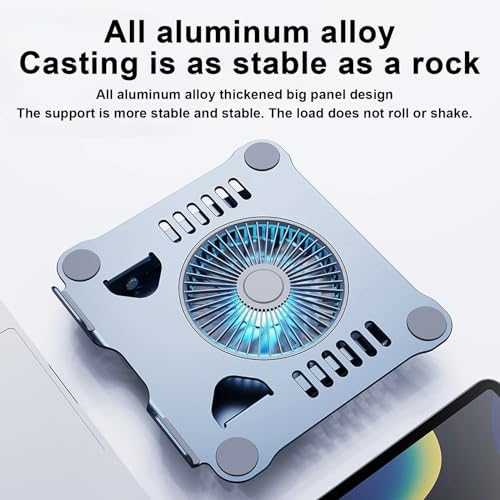 Laptop Cooler Cooling Pad Stand - Slim Ergonimic Laptop Stand for Desk, 3 Speed Cooling Fan Adjustable Height Laptop Cooling Stand for MacBook 11-15.6 Inch, Blue & Gray