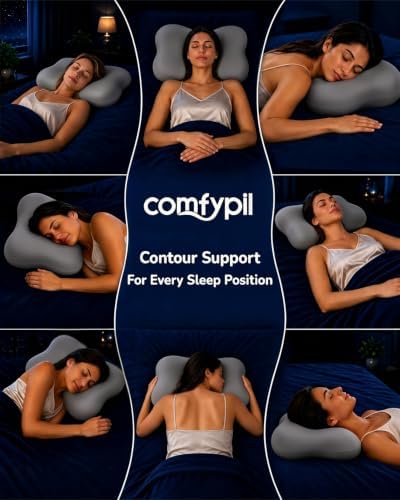 Cervical Neck Pillow for Sleeping, Memory Foam Pillows, Grey