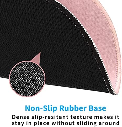 Dapesuom Round Mouse Pad, 8.7 x 8.7 Inch Premium-Textured Washable Non-Slip Rubber Base Cute Small Mouse Mat with Stitched Edge for Men Women Wireless Computer Laptop Gaming Desk Accessories, Pink