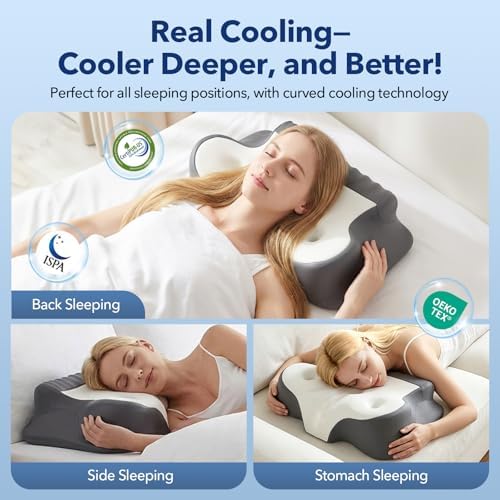 Orthopedic Memory Foam Pillows –Adjustable Cooling Neck Pillow, Cervical Support Pillow for Neck Pain Relief, Cervical Pillow for All Sleep Positions, Ergonomic Pillow