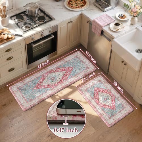 KIMDOE Kitchen Rugs and Mats 2 PC Cushioned Anti Fatigue Kitchen Floor Mats