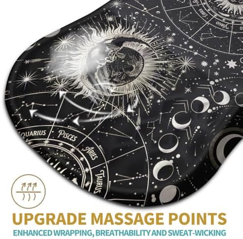 Hokafenle Ergonomic Mouse Pad Wrist Support with Massage Design, Wrist Rest Pain Relief Mousepad with Memory Foam&Non-Slip PU Base,Mouse Pads for Wireless Mouse (12x8 inch,Tarot Constellation)