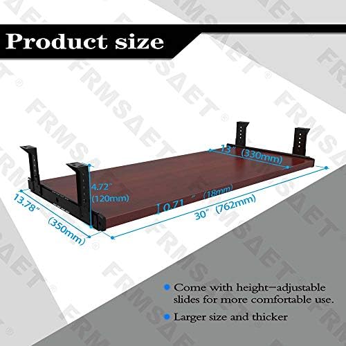 FRMSAET Under Desk 20/24/30 inch Keyboard Drawer Platform (30 in, Mahogany)
