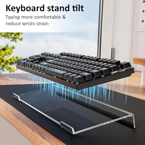 Egchi Computer Keyboard Stand PC Keyboard Stand, Acrylic Tilted Keyboard Stand for Ergonomic Typing Clear Keyboard Tray for Easy Typing and Working, Keyboard Holder with Silicone Non-Slip Case