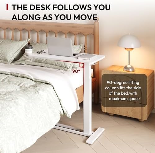 SANODESK 28''Mobile Standing Desk with Hidden Wheels,Pneumatic Laptop Desk