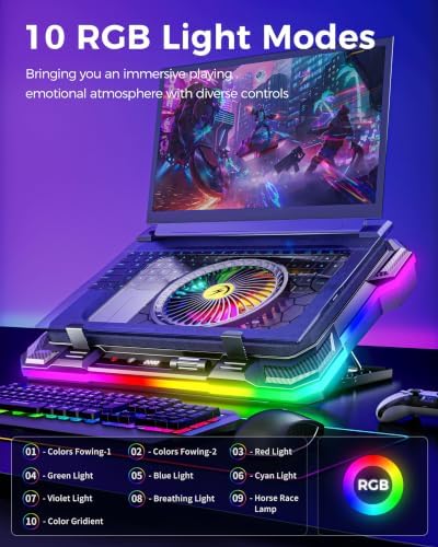 AICHESON Laptop Cooling Stand Gaming RGB Cooler for 15-19 inch Heavy Laptop
