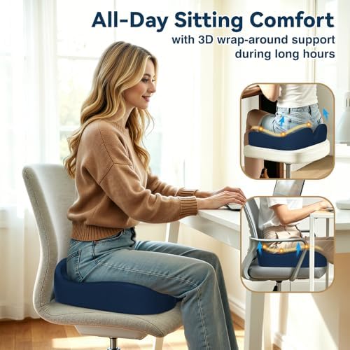 TushGuard 5-Zone Ergonomic Seat Cushion with Coccyx Cutout, Blue
