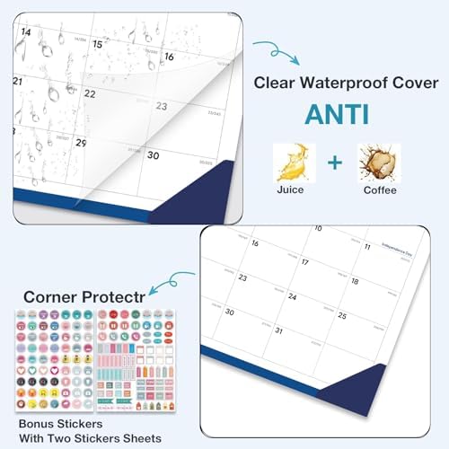 2026-2027 Desk Calendar - 18 Month Desk Calendar 2026-2027, Jul 2026 - Dec 2027, 17" x 12", Large Monthly Desktop Calendar with Daily Blocks, Thick Paper, Corner Protectors - (2 Stickers Included)