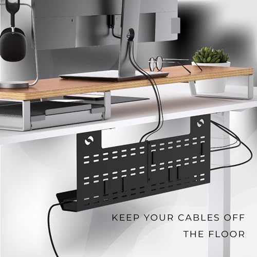 HumanCentric Under Desk Cable Management Tray & Cord Raceway, Black