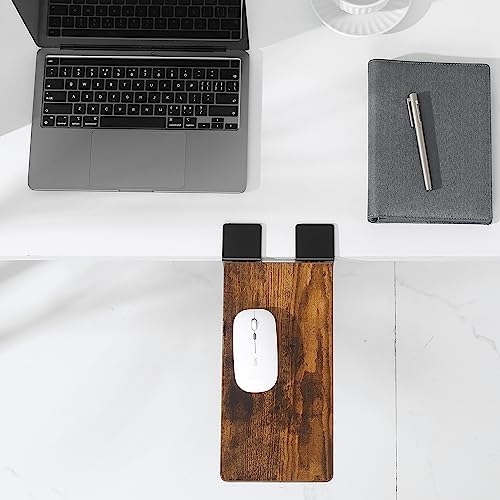 ETHU Compact Foldable Desk Extender Tray with Clamp, 11.8x5.9, Walnut