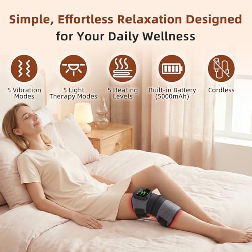Red Light Therapy Knee Massager with Heat & Vibration