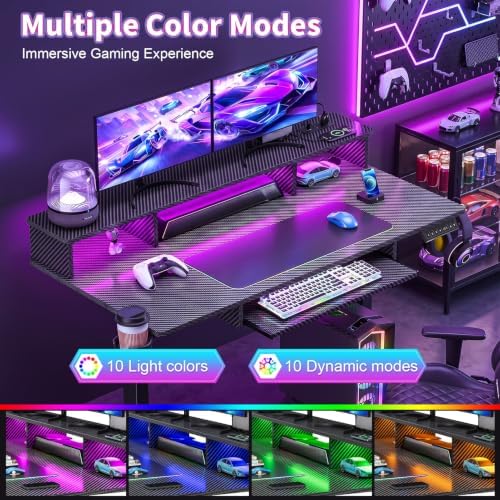 Electric Gaming Desk with Keyboard Tray,Monitor Stand,USB Charging Port