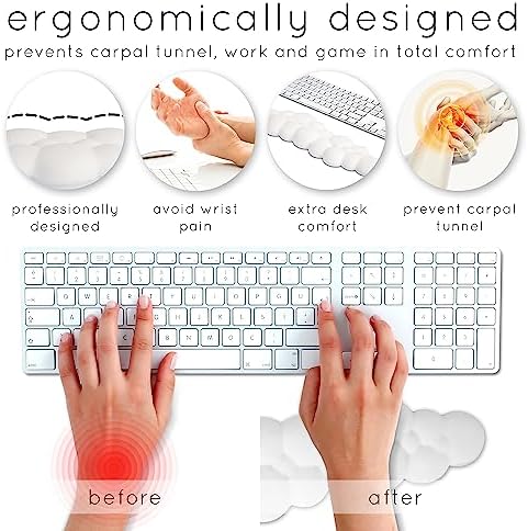 Cloud Keyboard Wrist Rest – Create-ables Qloud Cloud Wrist Rest for Computer Keyboard and Mouse, Ergonomic Memory Foam Wrist Pad with Non-Slip Base, Includes Cloud Mouse Pad – Dark Teal