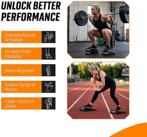Heel Elevated Squat Wedge Block, 5 Adjustable Angles Weight Lifting Slant Board for Calf Stretching, Adjustable Lightweight Support for Mobility, Weight Lifting, Yoga and Home Gym Exercise
