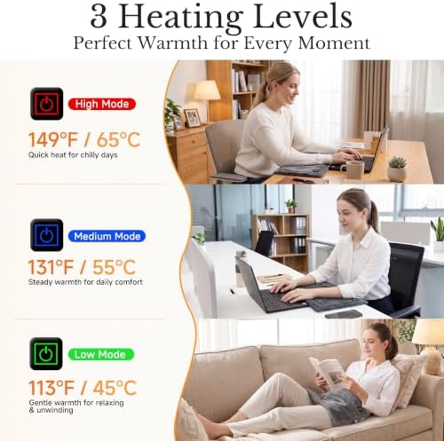 USB Mini Heating Pad for Travel with 3 Heat Settings & Auto Off