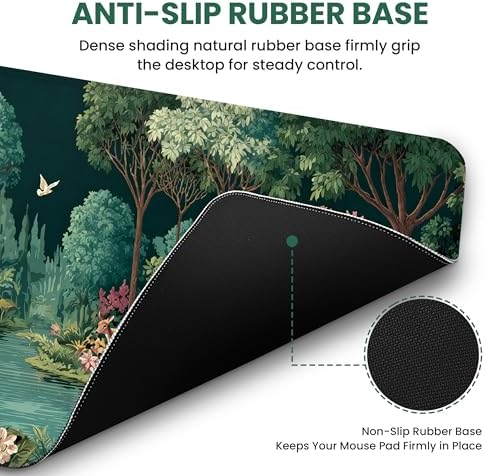 Aesthetic Desk Mat, Cute Enchanted Forest Desk Pad Protector for Work & Decor, 31.5" x 11.8", Pretty Non-Slip Extended Mouse Pad for Office or Home