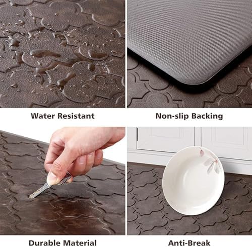WISELIFE Kitchen Mat Cushioned Anti Fatigue Floor Mat, 17.3"x39", Brown