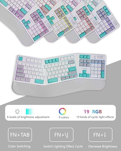Ergonomic Mechanical Keyboard with Wrist Rest, RGB Backlight