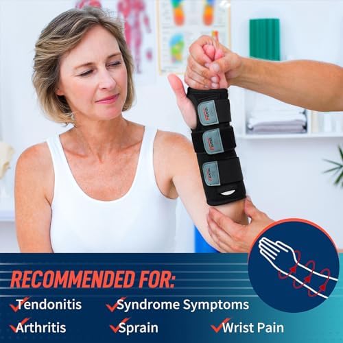 FEATOL Carpal Tunnel Wrist Brace Night Support, Adjustable Left Hand Brace