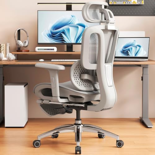 Vonesse Ergonomic Office Chair,Desk Chair with Adjustable 3D Headrest and Armrests, Gaming Chair with Dynamic Lumbar Support & Adjustable Depth Breathable Mesh Seat (Grey)