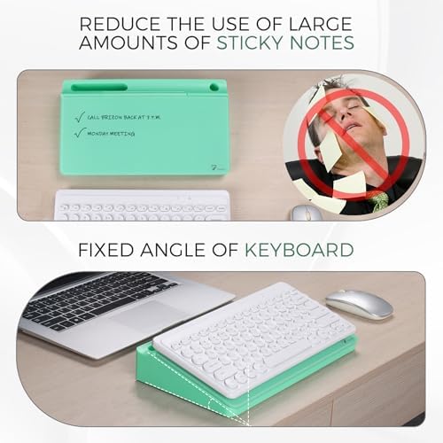 TOWON Compact Glass Desktop Whiteboard with Storage 12x7 in, Mint Green