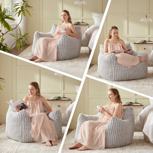 Achicsofar Bean Bag Chair for Adults Teens, Comfy Faux Fur Beanbag Armchair